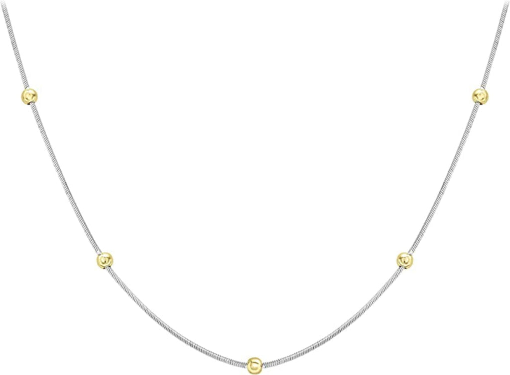 9ct Two-Tone Gold Ball Hexad Snake Chain Necklace