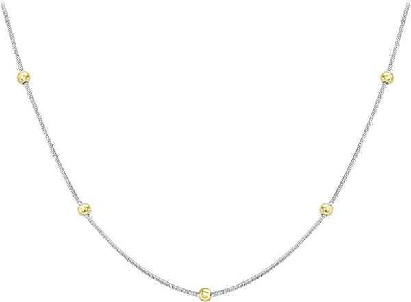 9ct 2-Tone Gold Ball Hexad Snake Chain Necklace