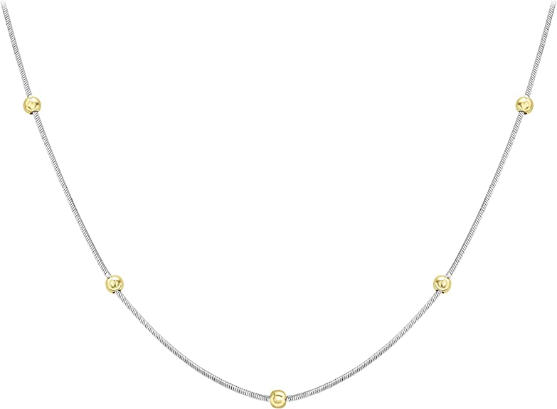 9ct 2-Tone Gold Ball Hexad Snake Chain Necklace