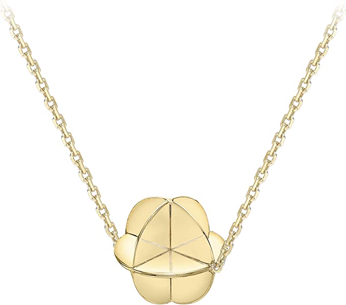 9ct Yellow Gold Origami Clover Pendant Necklace