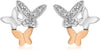 9ct 2-Colour Gold 0.05ct Diamond Butterfly Stud Earrings