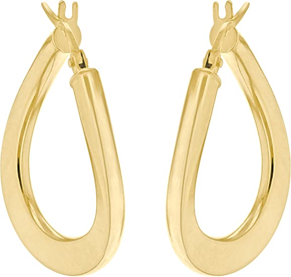 18ct Yellow Gold Plain Oval Twist Creole Earrings