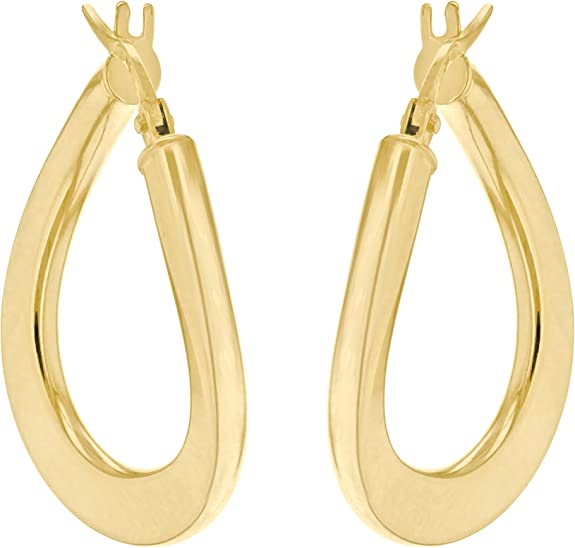 18ct Yellow Gold Plain Oval Twist Creole Earrings