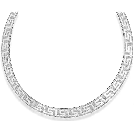 Sterling Silver Cleopatra Style Diamond Pattern Necklace