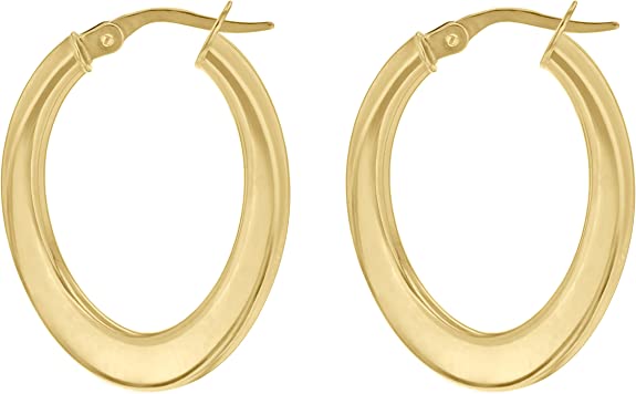 18ct Yellow Gold Plain Oval Twist Creole Earrings