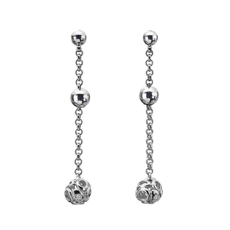 Intricate Ball Drop Earrings Hand-Set With A Diamond Accent