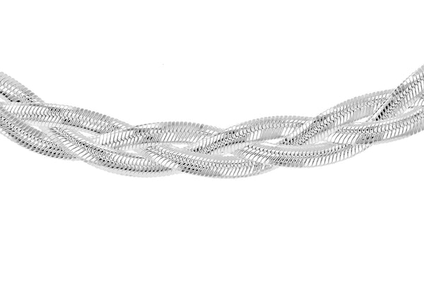 Sterling Silver Twined Flexible Herringbone Necklace  43m/17"9