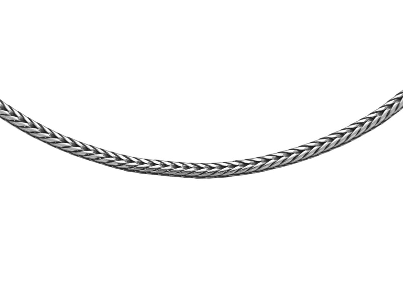 Sterling Silver Oxidised  Round Foxtail Chain