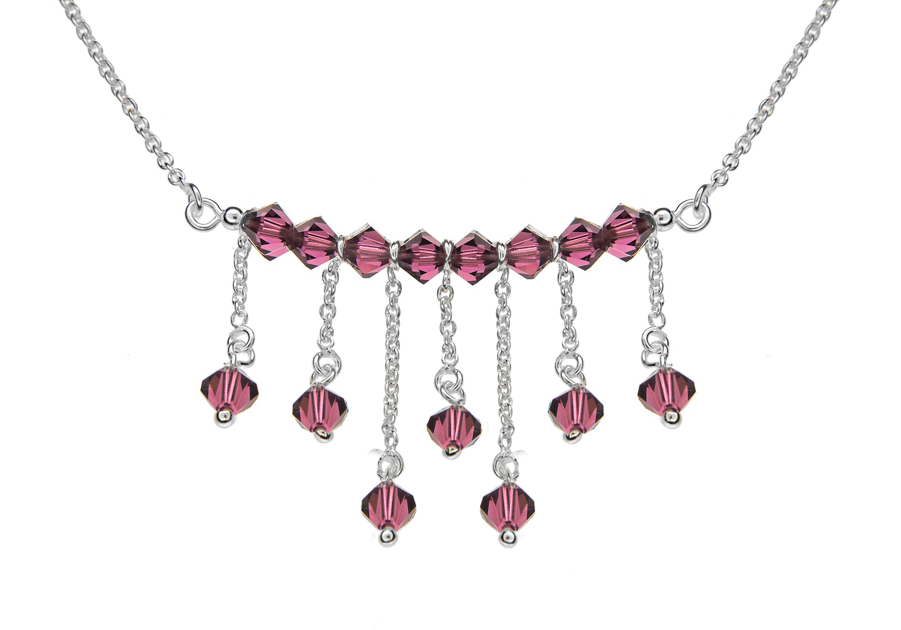 Sterling Silver Lila Crystal Fringe Drop Necklace