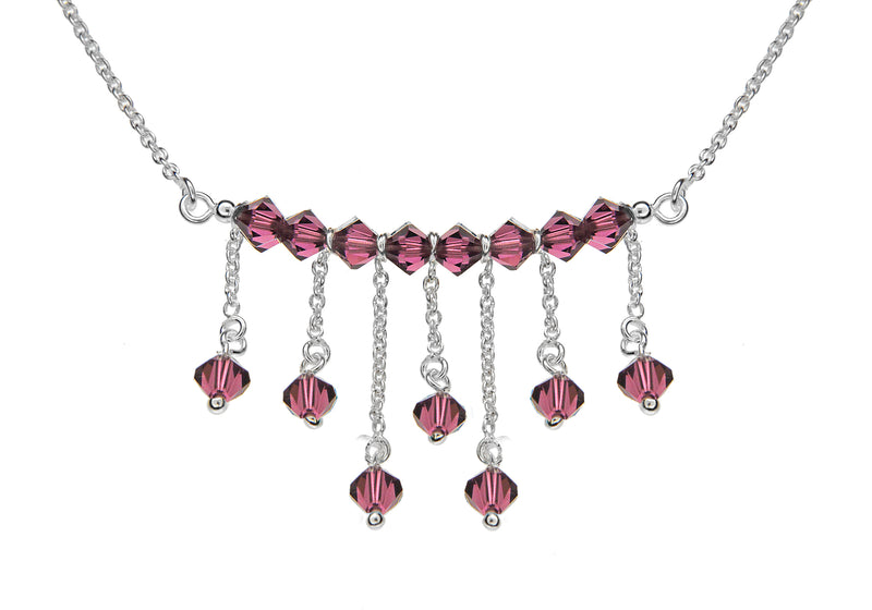 Sterling Silver Lila Crystal Fringe Drop Necklace