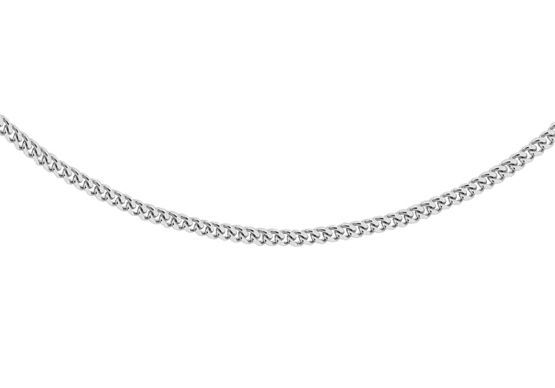 Sterling Silver Rhodium Plated 1.2mm Curb Chain 46m/18"9