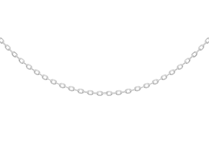 Sterling Silver Rhodium Plated 1.5mm Diamond Cut Adjustable Trace Chain 42m/16.5"-45m/17.75"9