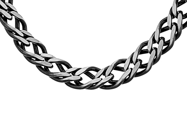 Sterling Silver Oxidised Double Curb Chain