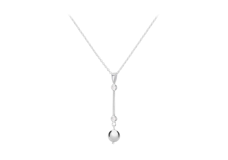 cSterling Silver Zirconia  Set Drop Pendant Necklace