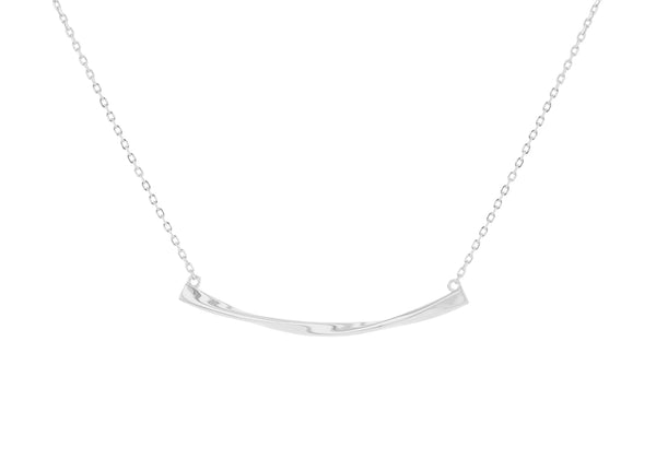Sterling Silver Rhodium Plated Twist Bar Necklace