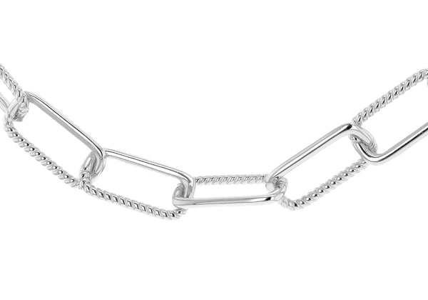 Sterling Silver Rhodium Plated Twist Link Paper Chain