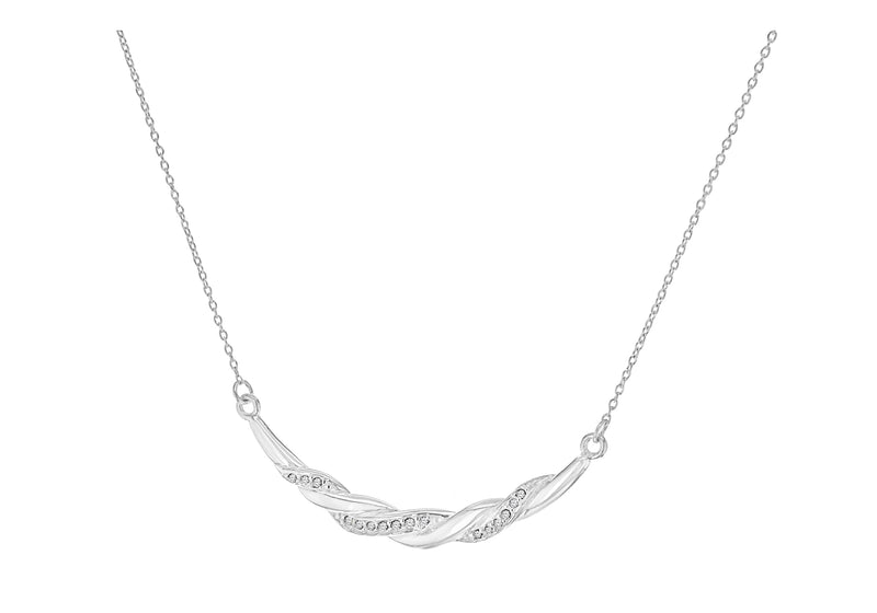 SILVER Zirconia  TWIST BAR Necklace 169