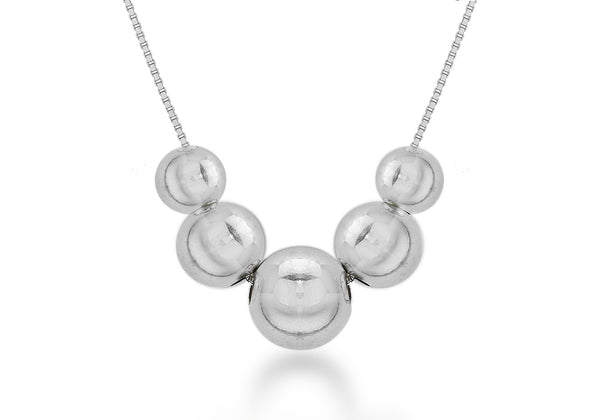 Sterling Silver Five Ball Necklace