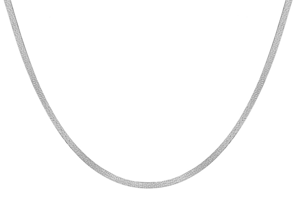 Sterling Silver Rhodium Plated Textured Herringbone Chain 46m/18"9