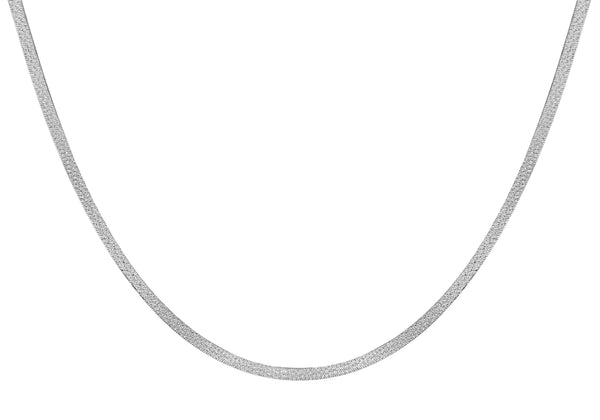 Sterling Silver Rhodium Plated Textured Herringbone Chain 46m/18"9