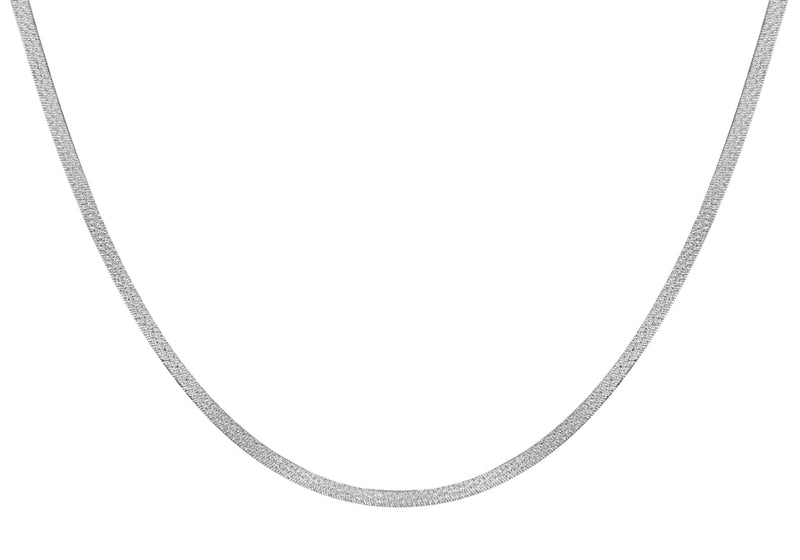 Sterling Silver Rhodium Plated Textured Herringbone Chain 46m/18"9