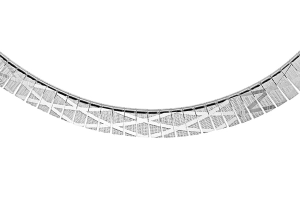 Sterling Silver Cleopatra Style Diamond Pattern Necklace  43m/17" "9