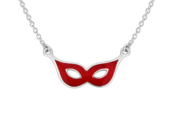 Sterling Silver Red Enamel Libert Mask Pendant