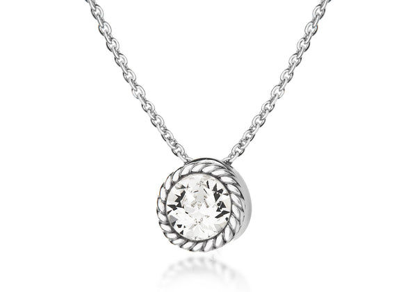 Sterling Silver White Swarovski Crystal April Birthstone Necklace  46m/18"9