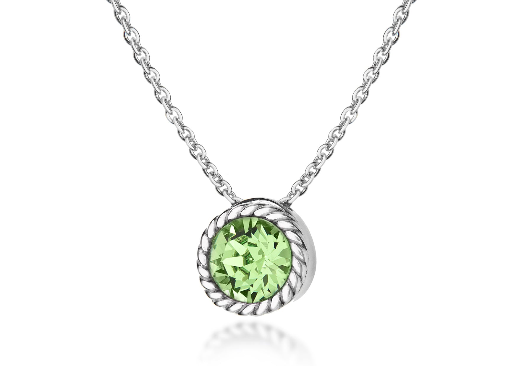 Sterling Silver Light Green Swarovski Crystal