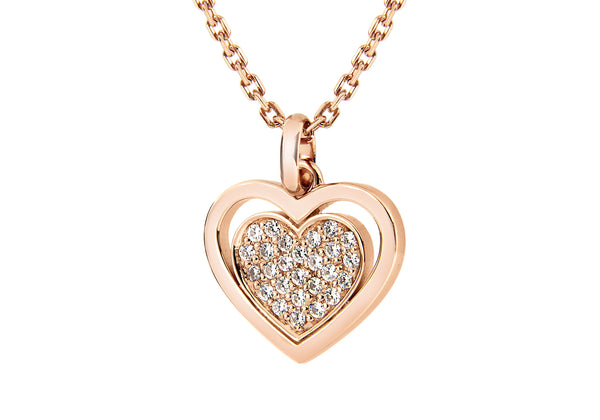 Sterling Silver Rose Gold Plated Zirconia Double-Heart Pendant Adjustable Necklace  