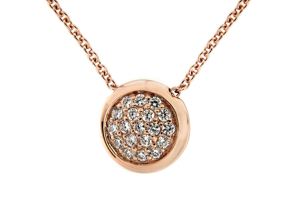 Sterling Silver Rose Gold Plated Zirconia  Disc Pendant on Adjustable Chain Necklace  46m/18"9