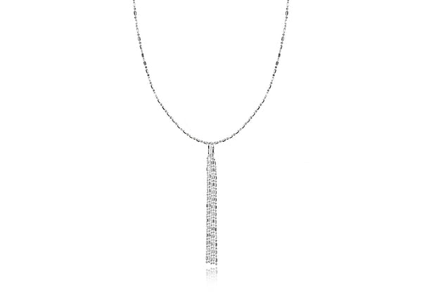 Sterling Silver Diamond Cut Tassel Drop Necklace  46m/18"9