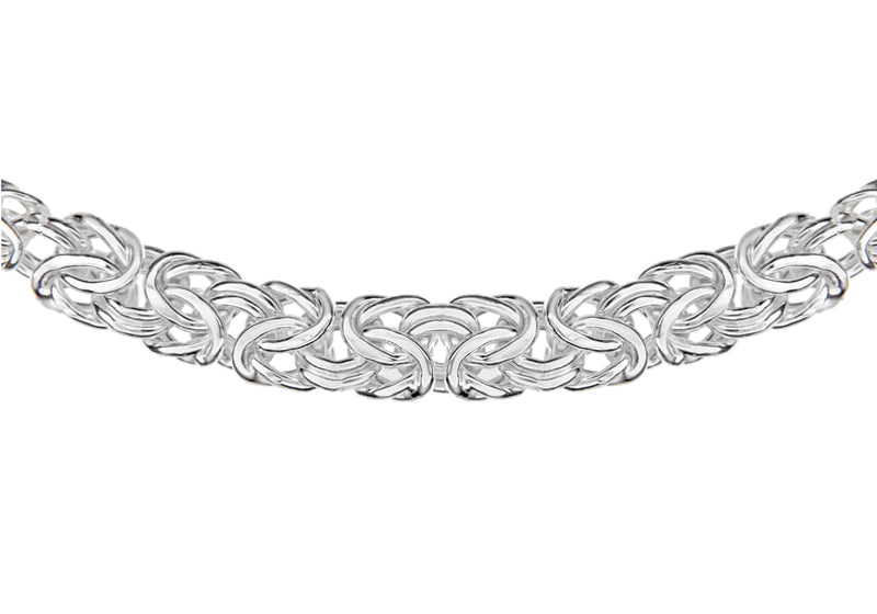 Sterling Silver Graduated Flat Byzantine Chain Necklace