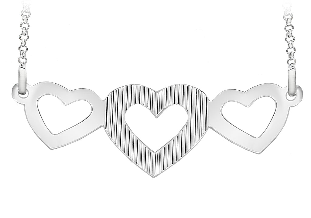 Sterling Silver Triple-Heart Necklace  46m/18"9