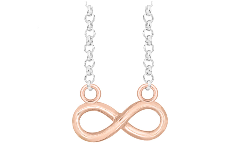 Sterling Silver Rose Gold Plated Diamond Cut Infinity Belcher  Chain Necklace  46m/18"9