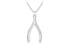 Sterling Silver 10mm x 19mm Wishbone Pendant on Adjustable Chain Necklace  41m/16"- 46m/18"9