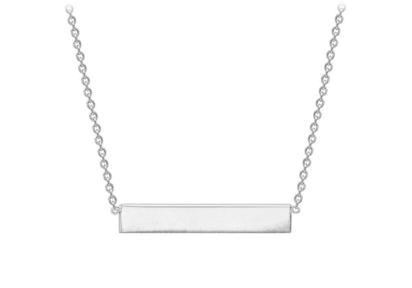 Sterling Silver 32mm x 5mm Horizontal Bar Necklace  43m/17"9