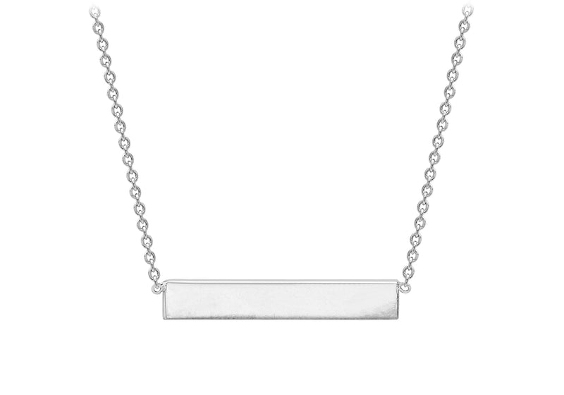 Sterling Silver 32mm x 5mm Horizontal Bar Necklace  43m/17"9