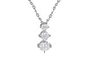 Sterling Silver Rhodium Plated Graduated Trilogy Zirconia  8mm x 18mm Pendant on Adjustable Chain Necklace  39.5m/15.5"-42m/16.5"9