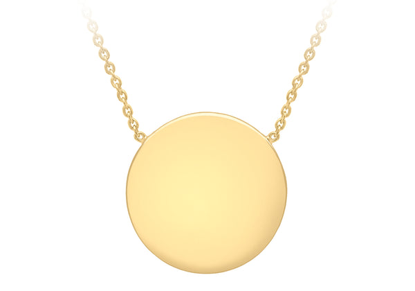 Sterling Silver Yellow Gold Plated 15mm Polished Disc Adjustable Necklace  41m/16"-43m/17"9