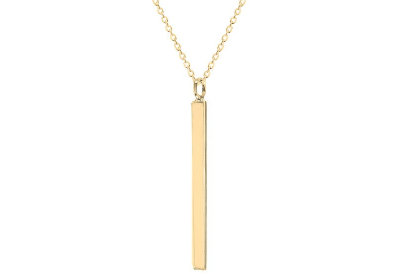 Sterling Silver Yellow Gold Plated 3mm x 40mm Vertial Bar Necklace  43m/17"9