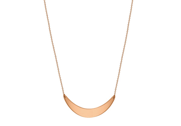 Sterling Silver Rose Gold Plated Cresent Bar Necklace  