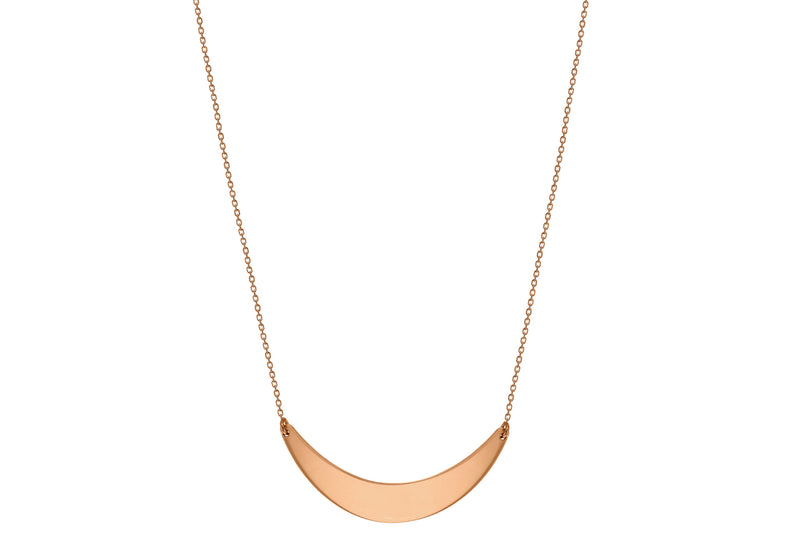Sterling Silver Rose Gold Plated Cresent Bar Necklace  
