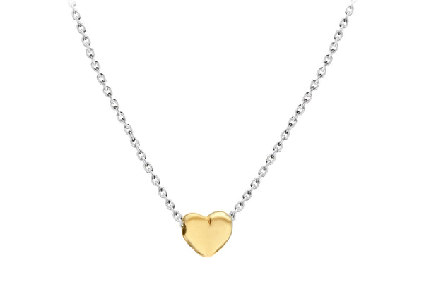 Sterling Silver Yellow Gold Plated Tiny Heart Adjustable Necklace  41m/16"-46m/18"9