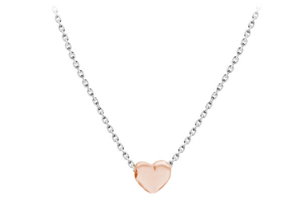 Sterling Silver Rose Gold Plated 5mm x 6mm Heart Adjustable Necklace  41m/16"-46m/18"9