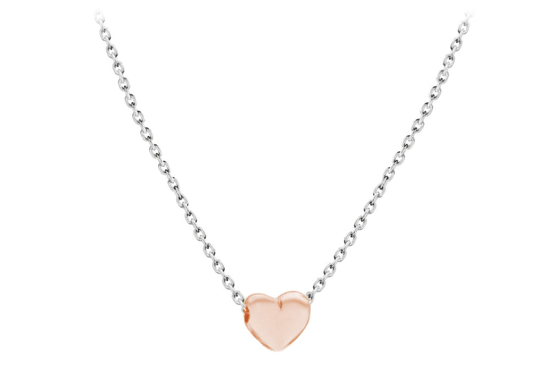 Sterling Silver Rose Gold Plated 5mm x 6mm Heart Adjustable Necklace  41m/16"-46m/18"9
