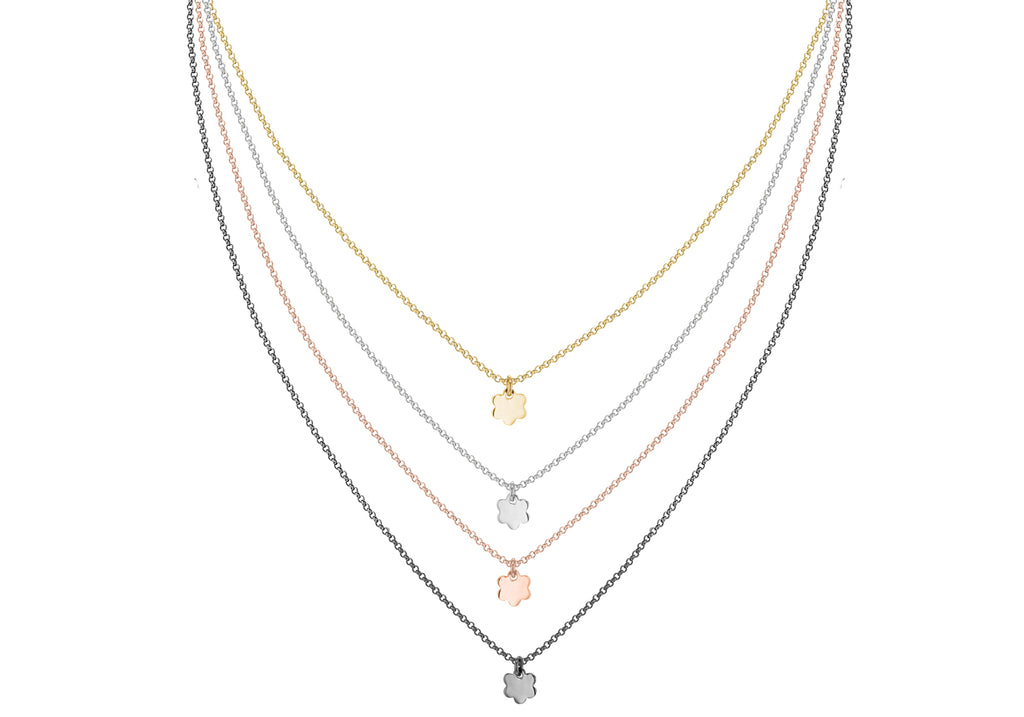 Sterling Silver 4 Tone Graduated Flower Adjustable Necklace