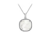 Sterling Silver Rhodium Plated Square Mother of Pearl Adjustable Necklace  41m/16"-43m/17"9