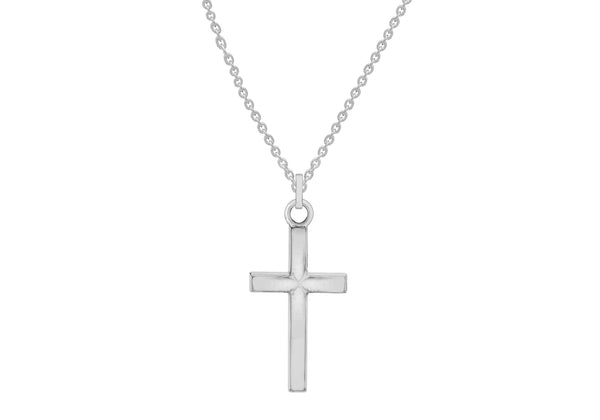 Sterling Silver 10mm x 18mm Cross Pendant Necklace  46m/18"9