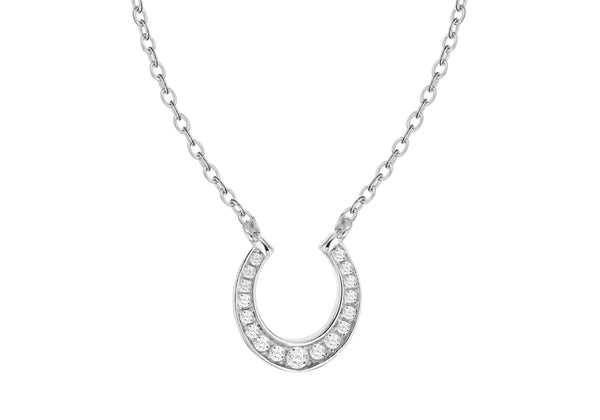 Sterling Silver Zirconia  Horseshoe Adjustable Necklace  41m/16"-44m/17.5"9
